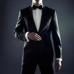 Photo of stylish man in elegant black suit